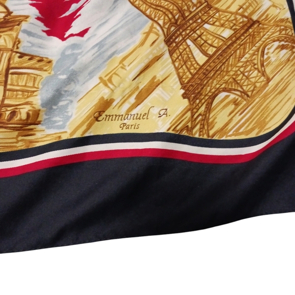 Emmanuel A Silk Scarf Paris Tower Arc de Triomphe Womens Signed Accessories - Picture 4 of 8